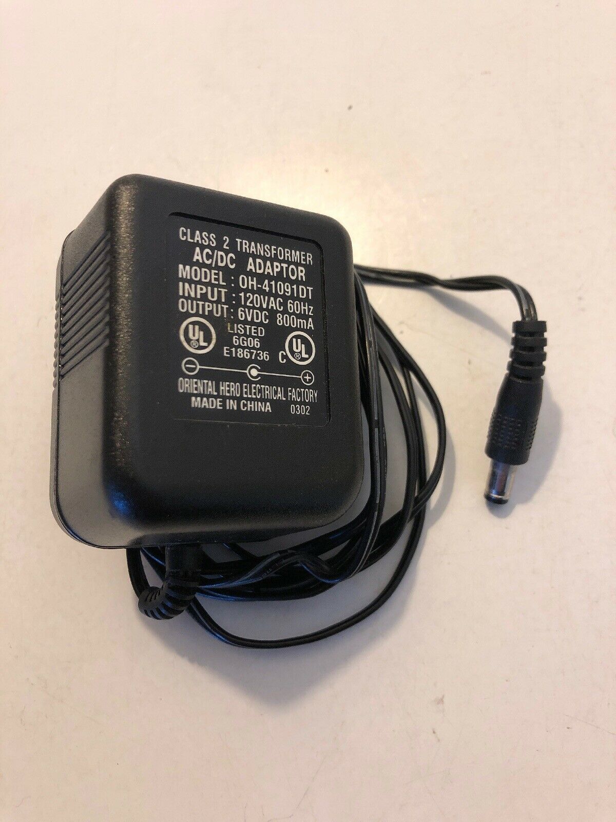 New 6V 800mA OH-41091DT Class 2 Transformer Ac Adapter - Click Image to Close